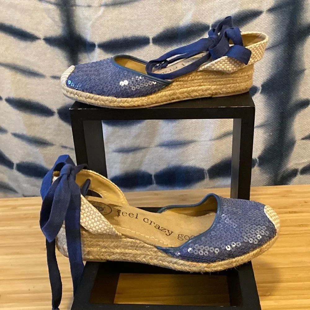 Dr Scholl’s sequined ankle wrap espadrilles